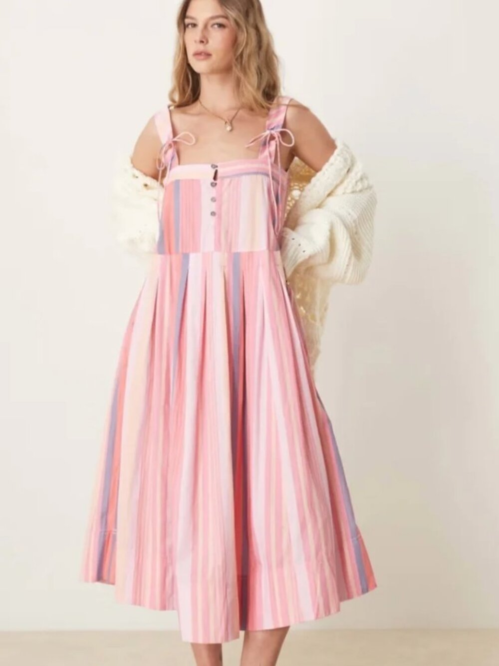 Free People Primavera Stripe Drop waist Sun dress XS NWOT $149 - Picture 10 of 11